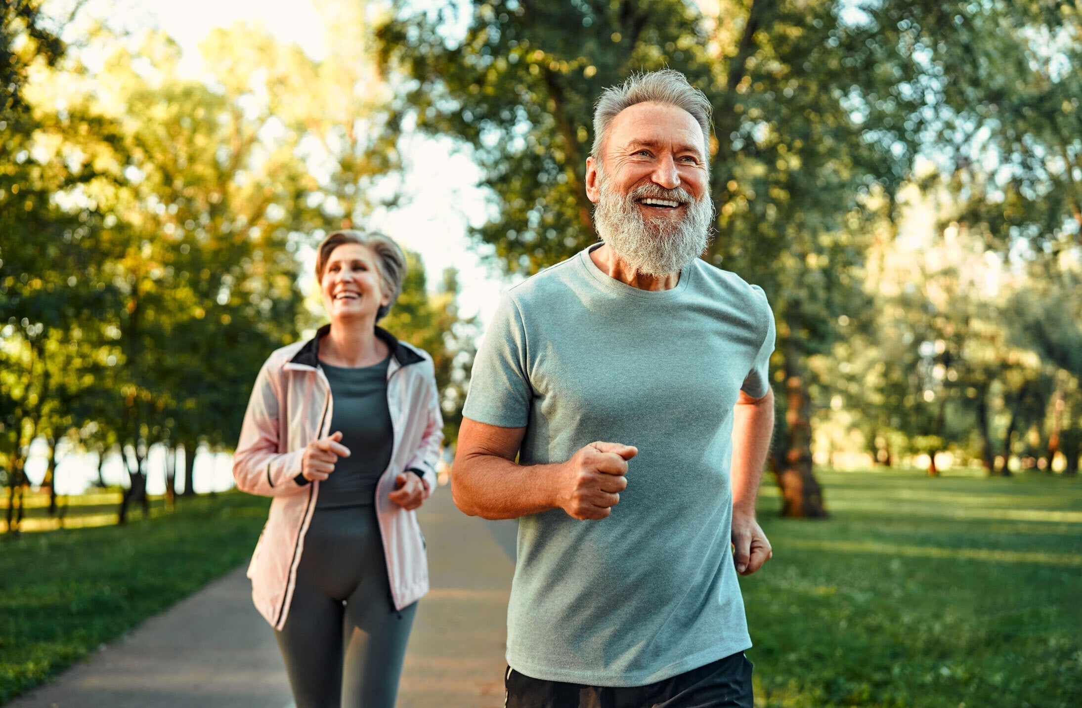 couple jogging in a park