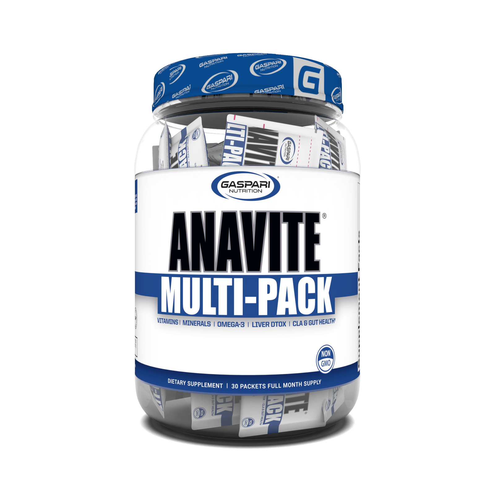 Anavite Multi-Pack by Gaspari Nutrition, showcasing a dietary supplement designed as a performance multivitamin for athletes.