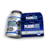 Gaspari Nutrition Lean Growth Stack featuring Viridex XT testosterone booster and PlasmaJet nitric oxide maximizer packaged together, showcasing the supplement bottles with nutritional benefits highlighted.