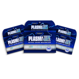 Three-pack of Gaspari Nutrition PlasmaJet Nitric Oxide Maximizer supplement, featuring bold blue packaging with the product name and dosage details prominently displayed.