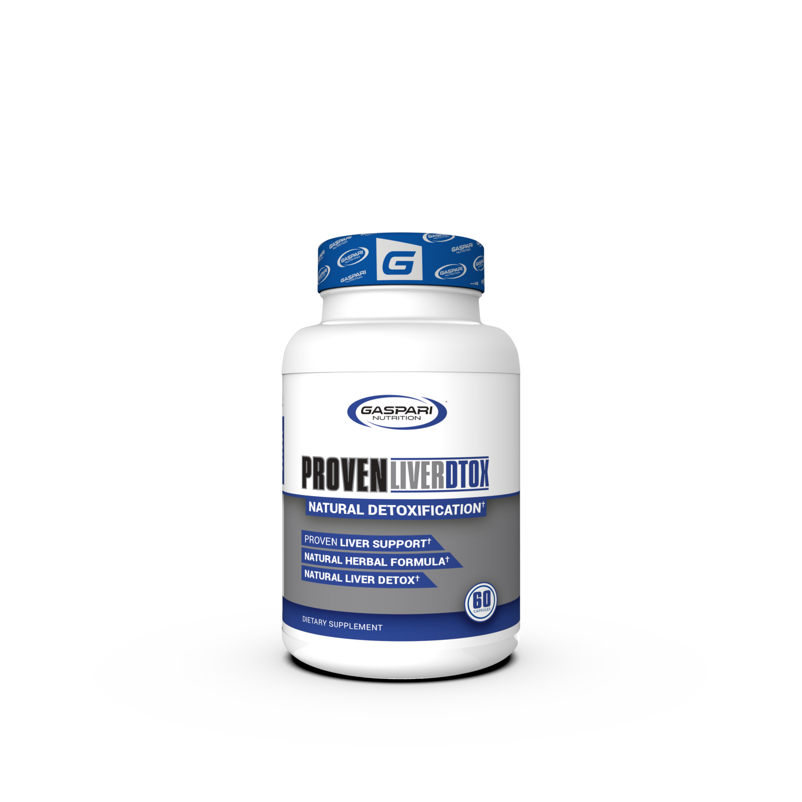 Proven Liver DTOX supplement bottle by Gaspari Nutrition featuring a sleek design and clear labeling for detoxification support.