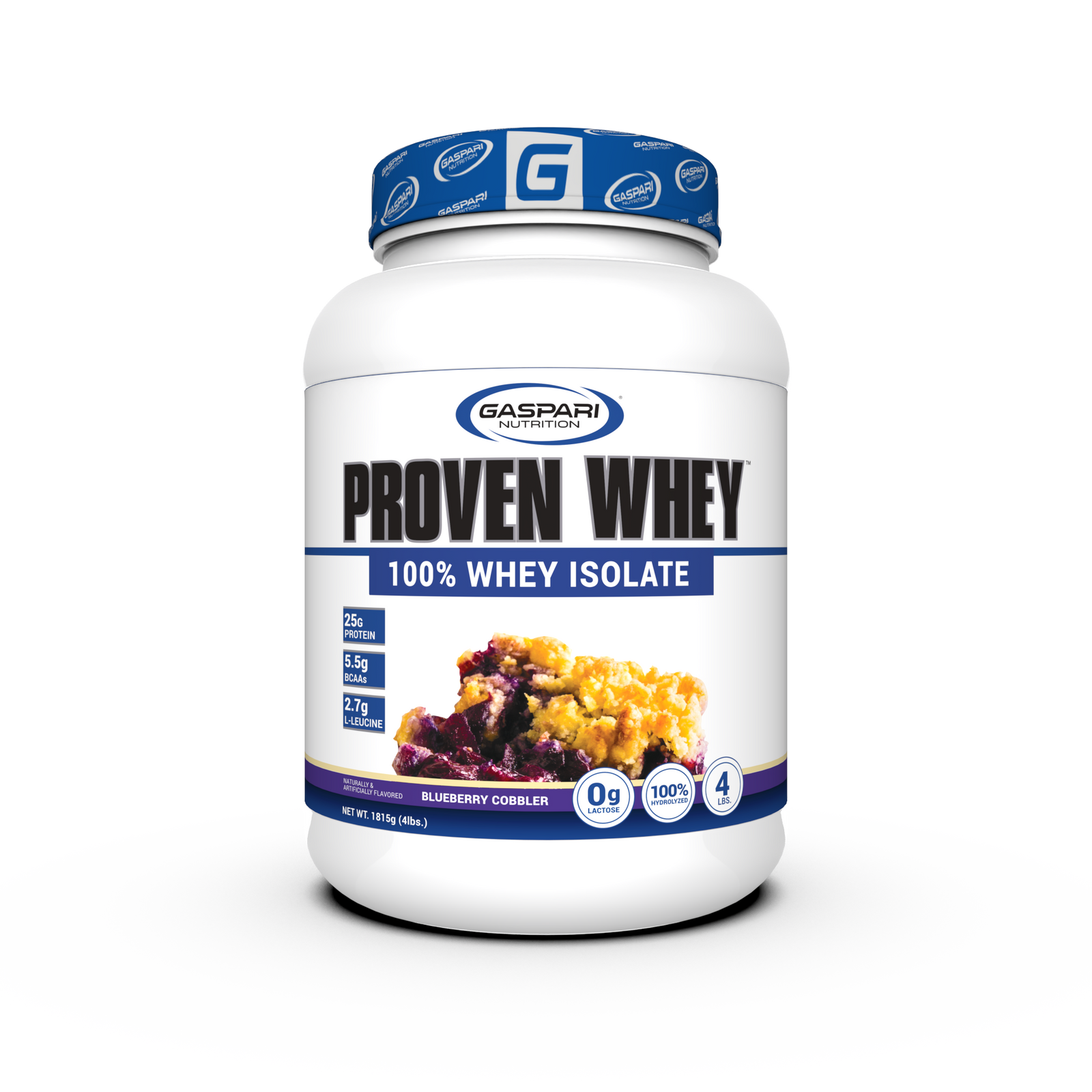 Nutritional information panel for Gaspari Proven Whey – 100% Hydrolyzed Whey Protein Isolate, detailing the benefits of high-quality Whey Protein.