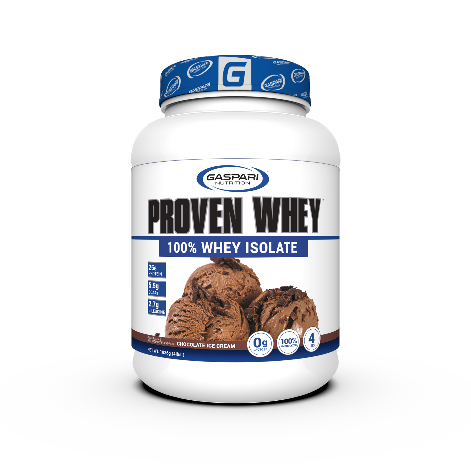Gaspari Proven Whey – 100% Hydrolyzed Whey Protein Isolate tub with vibrant graphics, showcasing its Whey Protein quality for fitness enthusiasts.