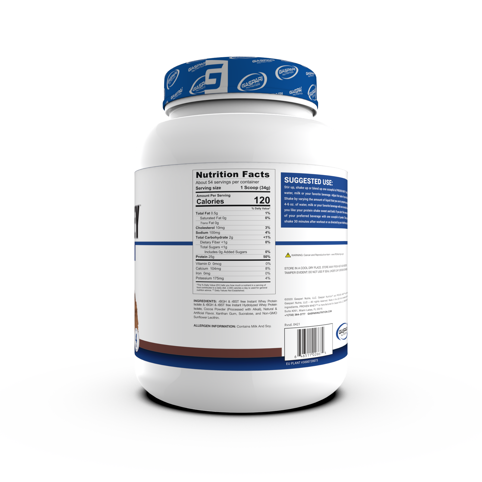 Gaspari Proven Whey – 100% Hydrolyzed Whey Protein Isolate tub shown from the bottom, highlighting its Whey Protein benefits.