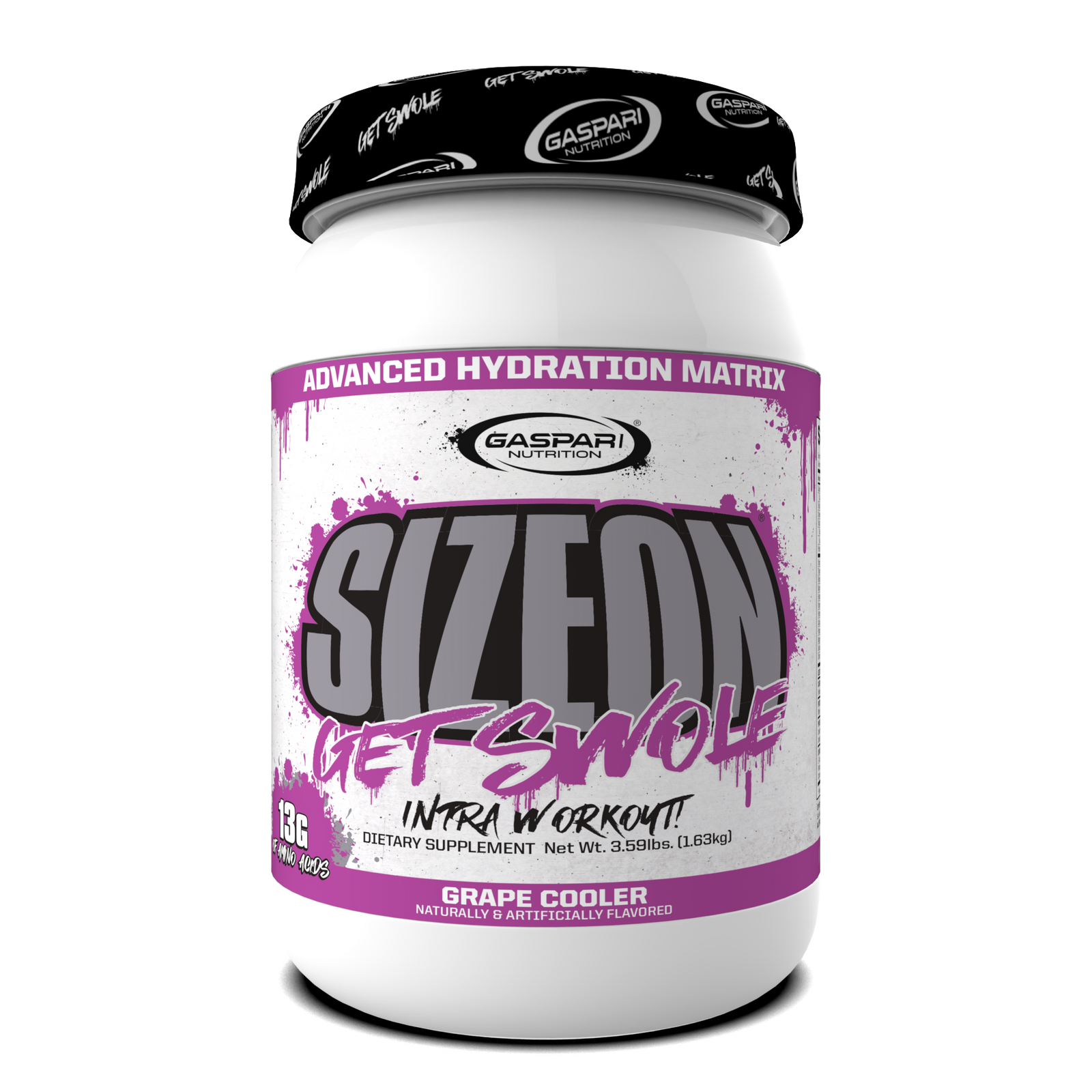 SizeOn Get Swole container in Grape Cooler flavor, perfect for Intra-Workout energy.