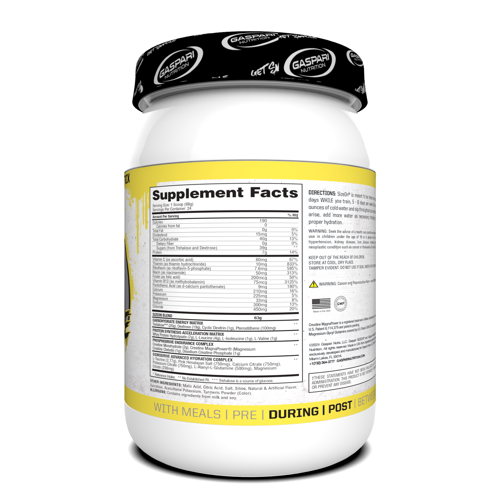 Supplement facts for SizeOn Get Swole Lemon Ice, designed for effective Intra-Workout performance.