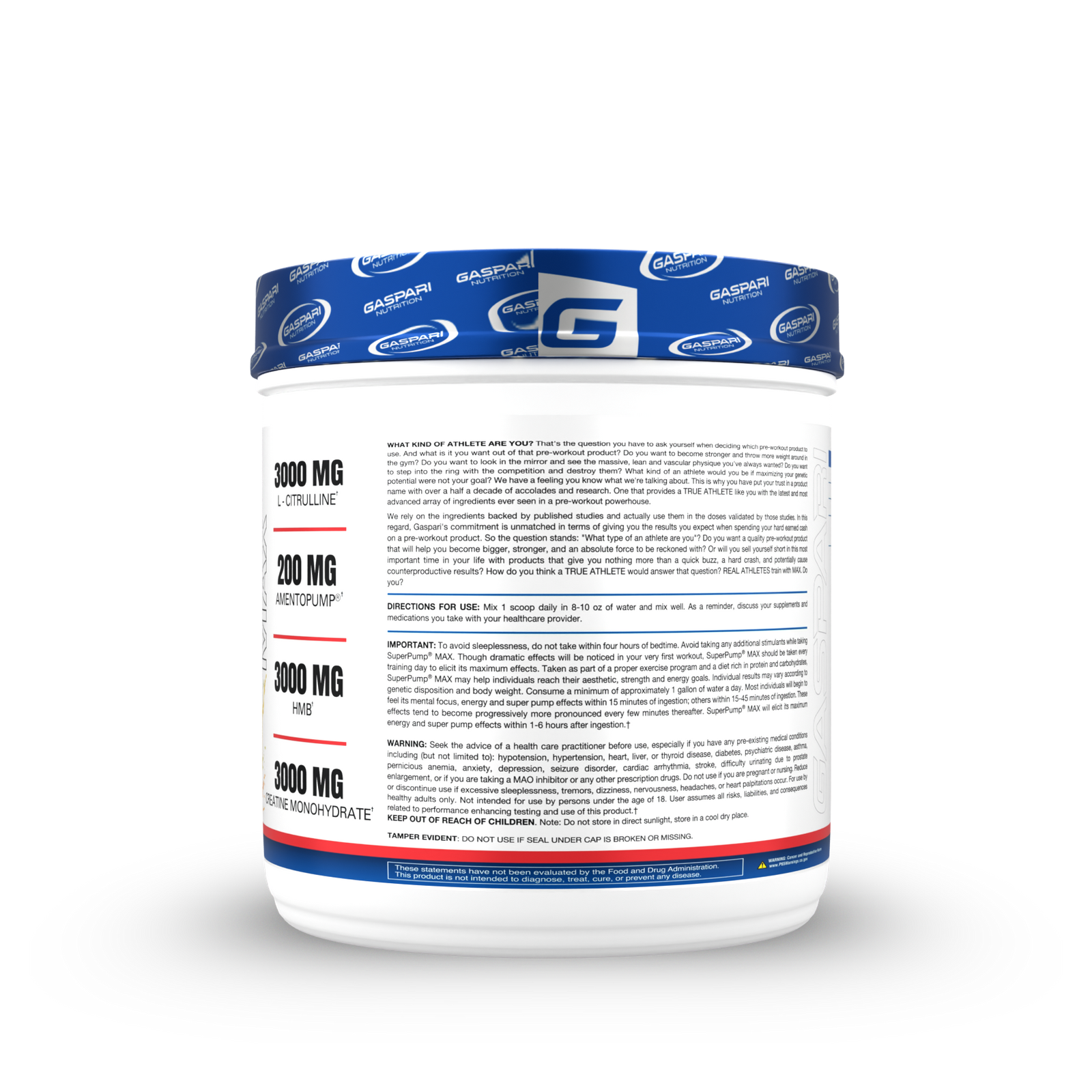 SuperPump Max New Formula transparent-label pre-workout – 3000mg creatine, 3000mg HMB, Blue Raspberry, 30 servings