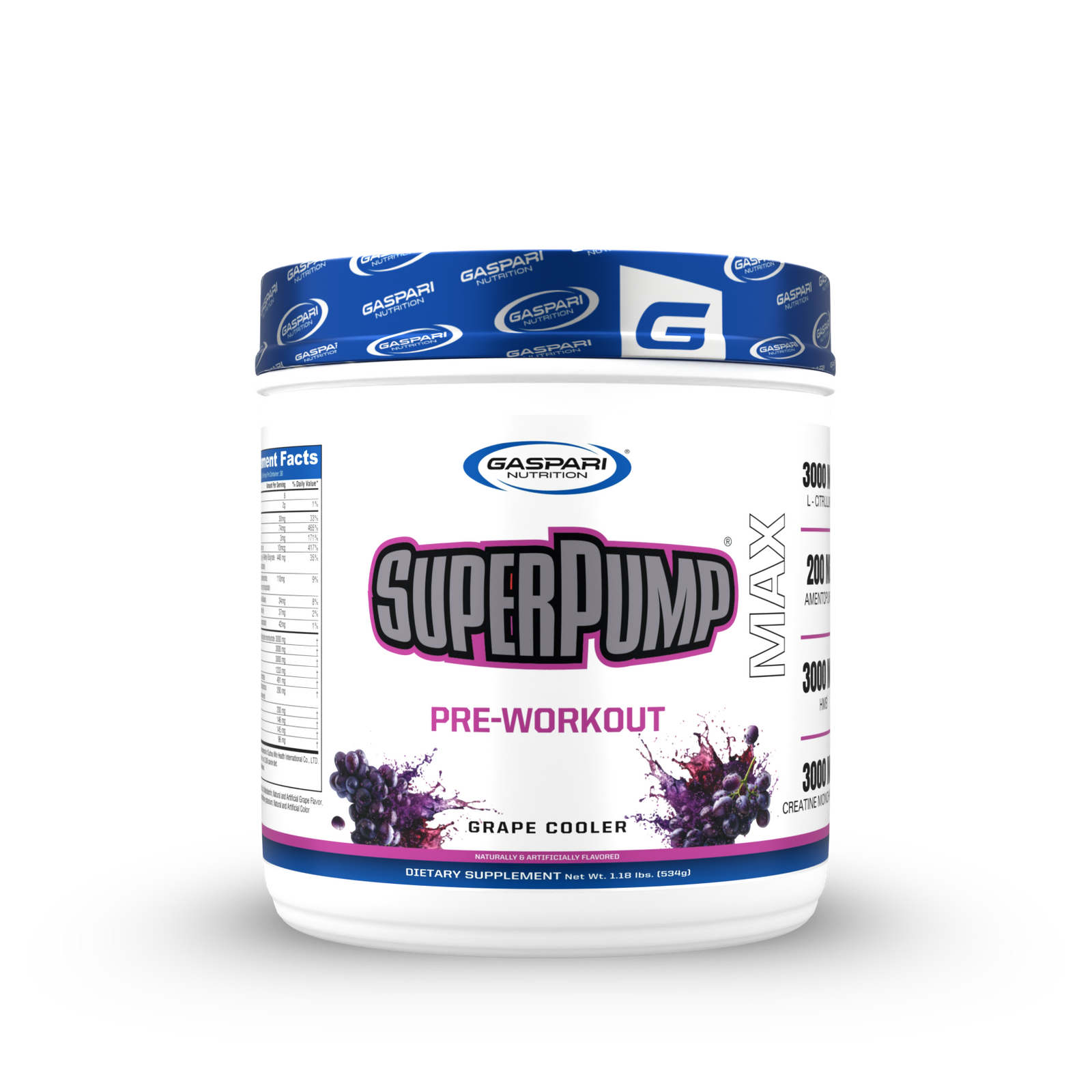 SuperPump Max New Formula transparent-label pre-workout – 3000mg creatine, 3000mg HMB, Blue Raspberry, 30 servings