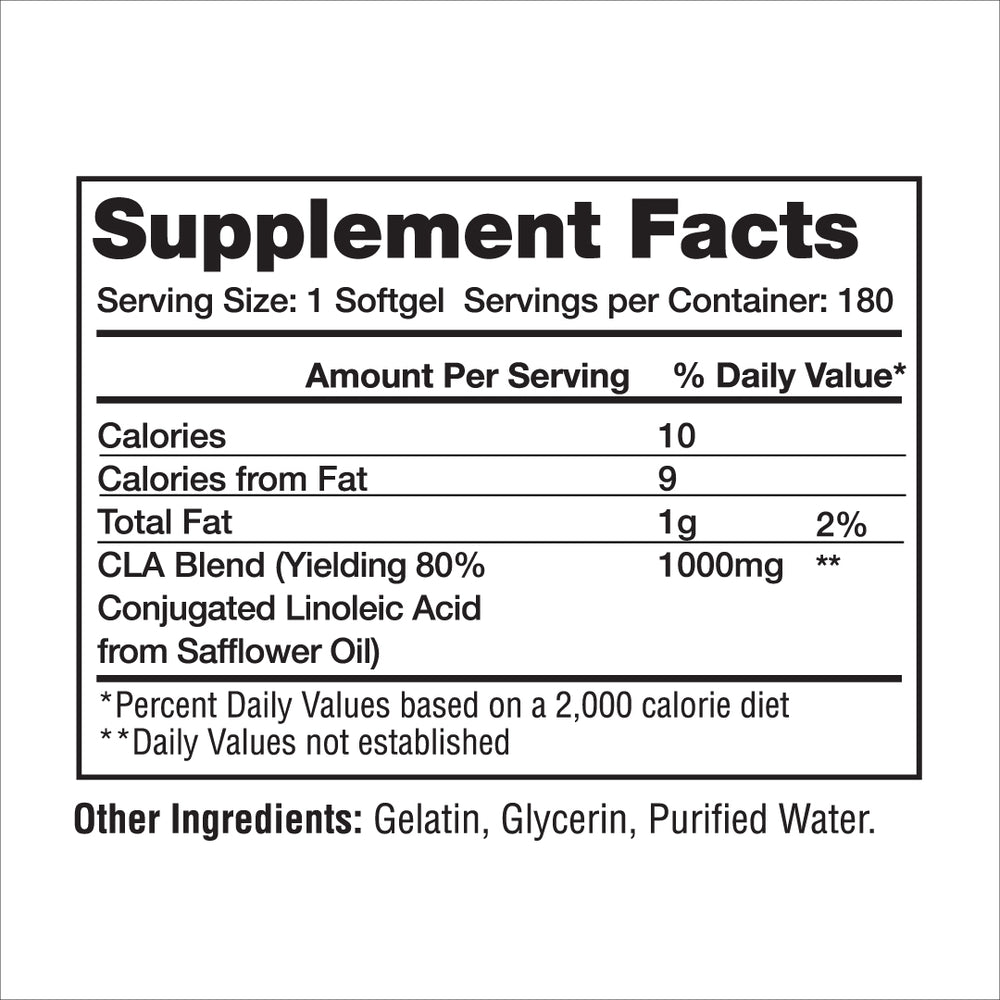 Supplement Facts for CLA – 90 CT - Gaspari Nutrition
