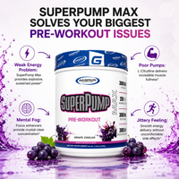 SuperPump Max New Formula transparent-label pre-workout – 3000mg creatine, 3000mg HMB, Blue Raspberry, 30 servings
