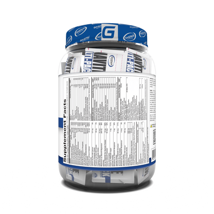 Back view of Anavite Multi-Pack from Gaspari Nutrition, displaying the supplement facts and features of this performance multivitamin.