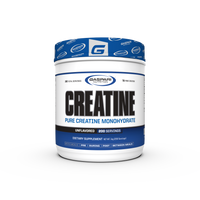 Container of Gaspari Nutrition Creatine, 300g, featuring bold text stating 'CREATINE' and 'PURE CREATINE MONOHYDRATE', with details about serving size and dietary information.