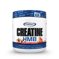 Gaspari Nutrition Creatine HMB supplement container strawberry lemonade flavor