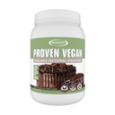 Gaspari Nutrition Proven Vegan™ Organic Plant-Based Protein powder jar showcasing Double Chocolate Cake flavor, highlighting 22g protein per serving and Non-GMO ingredients.