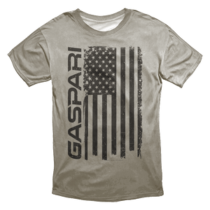 Gaspari 'Merican Flag T-shirt - Stone Wash Gray