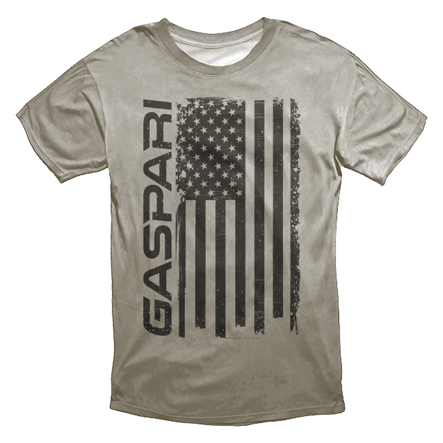 Gaspari 'Merican Flag T-shirt - Stone Wash Gray - Gaspari Nutrition 