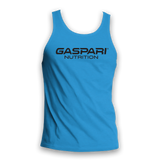 Sky blue tank top featuring the Gaspari Nutrition logo in black, ideal for workouts and casual wear.