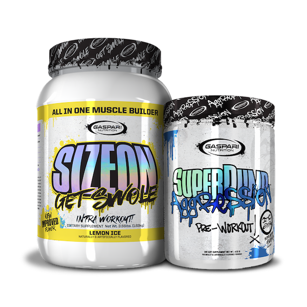 Get Swole Stack of SizeOn and SuperPump Aggression, featuring their unique labels.