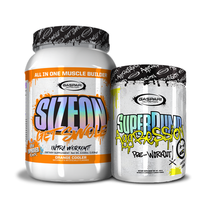 Unique view of Get Swole Stack showing SizeOn and SuperPump Aggression for workout energy.
