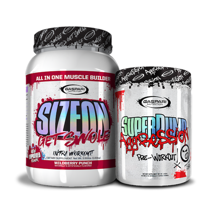 Vibrant Get Swole Stack with SizeOn and SuperPump Aggression for enhancing workouts.
