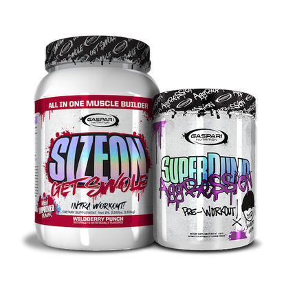 Get Swole Stack capturing SizeOn and SuperPump Aggression in colorful packaging.