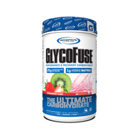 GlycoFuse – Rapid Performance & Recovery Carbohydrate product container showing 25 grams of carbohydrates per serving in Strawberry Kiwi flavor.