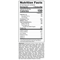 Nutritional facts label for MyoFusion Advanced Protein highlighting calories, protein content, and ingredient details.