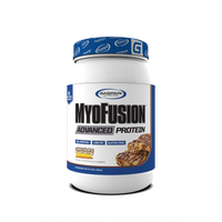MyoFusion Advanced Protein - Birthday Cake flavor packaging, emphasizing the protein blend’s appeal.