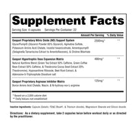 Detailed supplement facts for PLASMAJET featuring dosage and ingredient breakdown.