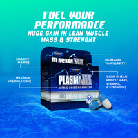 Promotional image for PLASMAJET emphasizing performance benefits with capsules displayed.
