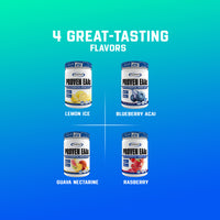 Variety of flavors for Gaspari Nutrition PROVEN EAAs™ with 9 Essential Amino Acids, featuring Lemon Ice, Blueberry Acai, Guava Nectarine, and Raspberry.