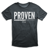 Men's black 'PROVEN' t-shirt from Gaspari Nutrition, featuring a bold white logo that reads 'PROVEN PRODUCTS FOR PROVEN ATHLETES.' Stylish and durable fabric, perfect for fitness enthusiasts.