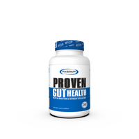 Gaspari Nutrition Proven Gut Health dietary supplement bottle with a white background, showcasing the product's label and logo.