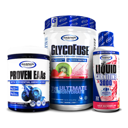 Visual of GlycoFuse carbohydrate supplement featuring strawberry kiwi flavor, highlighting performance and recovery benefits.