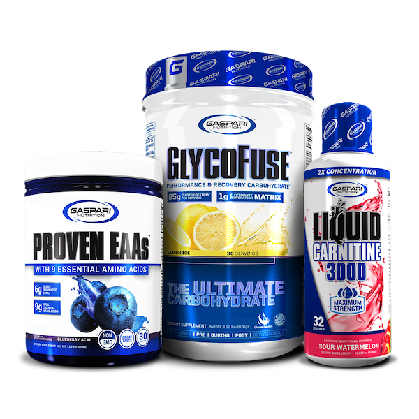 Liquid L-Carnitine 3000 supplement with a bright blue raspberry flavor prominently displayed.