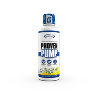 Bottle of Proven Pump by Gaspari Nutrition featuring a lemon drop flavor, designed as an advanced liquid muscle volumizer for fitness enthusiasts.