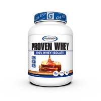 Image of a Gaspari Proven Whey – 100% Hydrolyzed Whey Protein Isolate tub with the suggested use instructions indicated, promoting Whey Protein usage.
