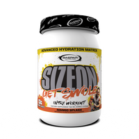 SizeOn Get Swole container featuring the Mango Splash flavor, designed for Intra-Workout hydration.