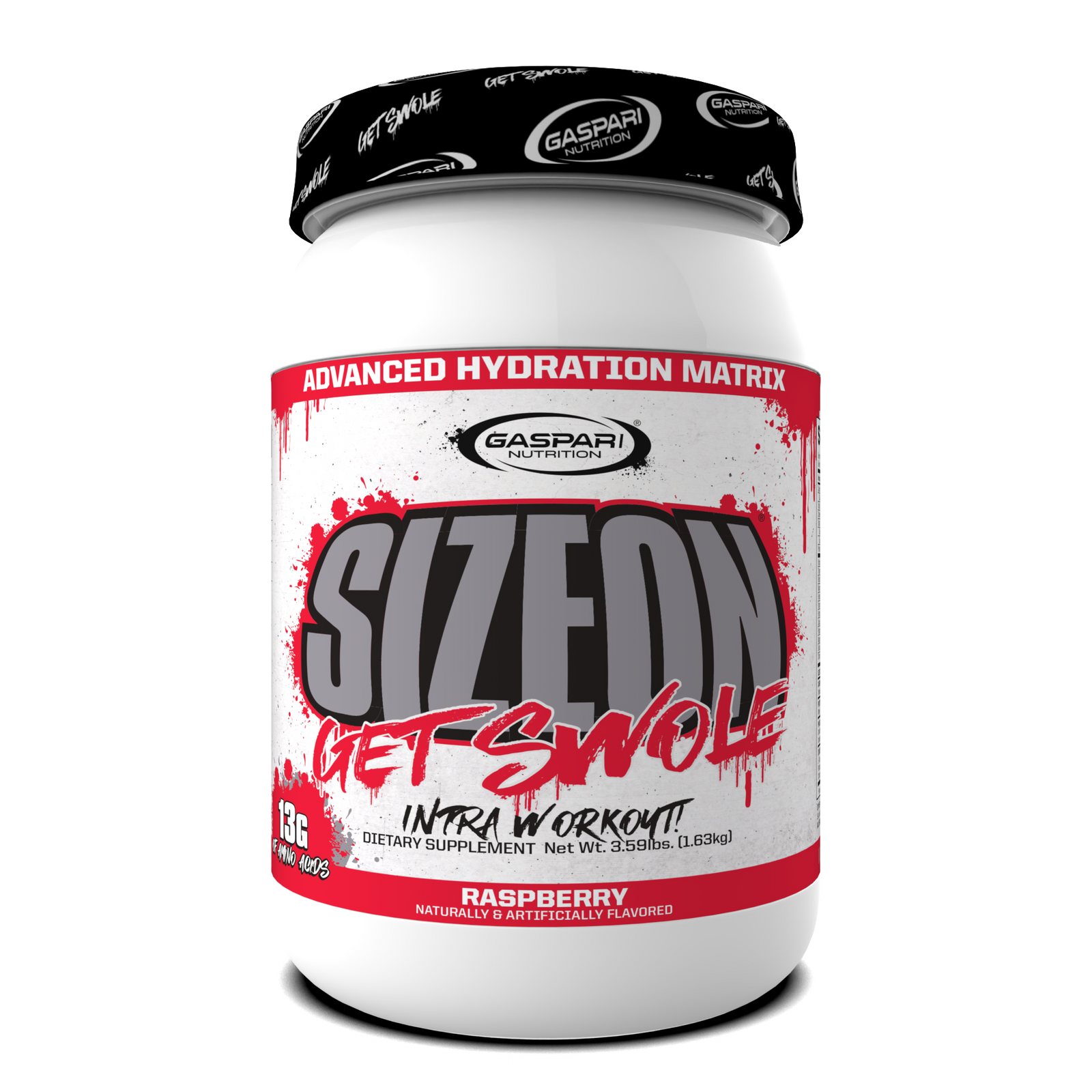 SizeOn Get Swole in Raspberry flavor, designed for delicious Intra-Workout replenishment.