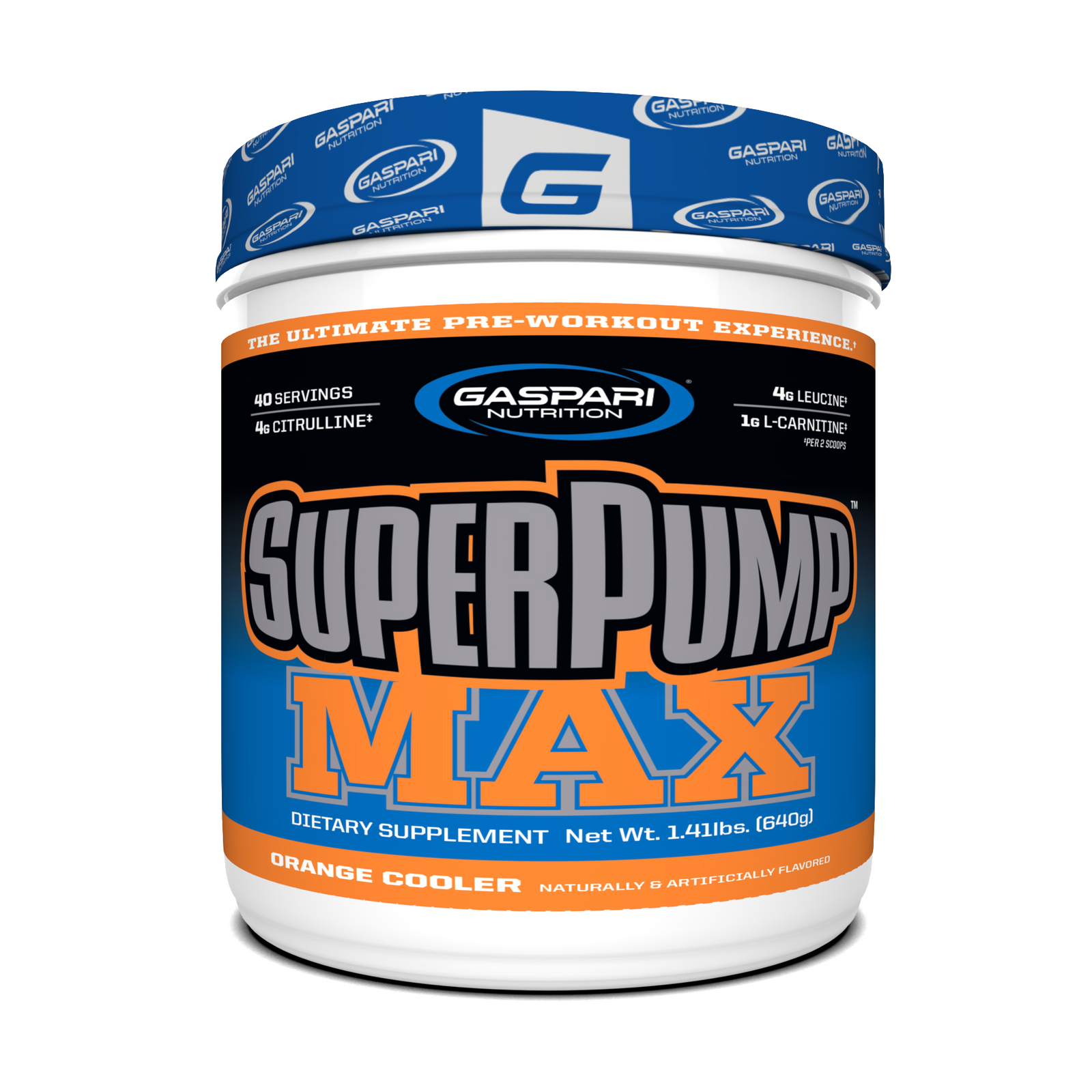 Gaspari Nutrition SuperPump Max pre-workout supplement with nutritional information, perfect for athletes seeking peak performance.
