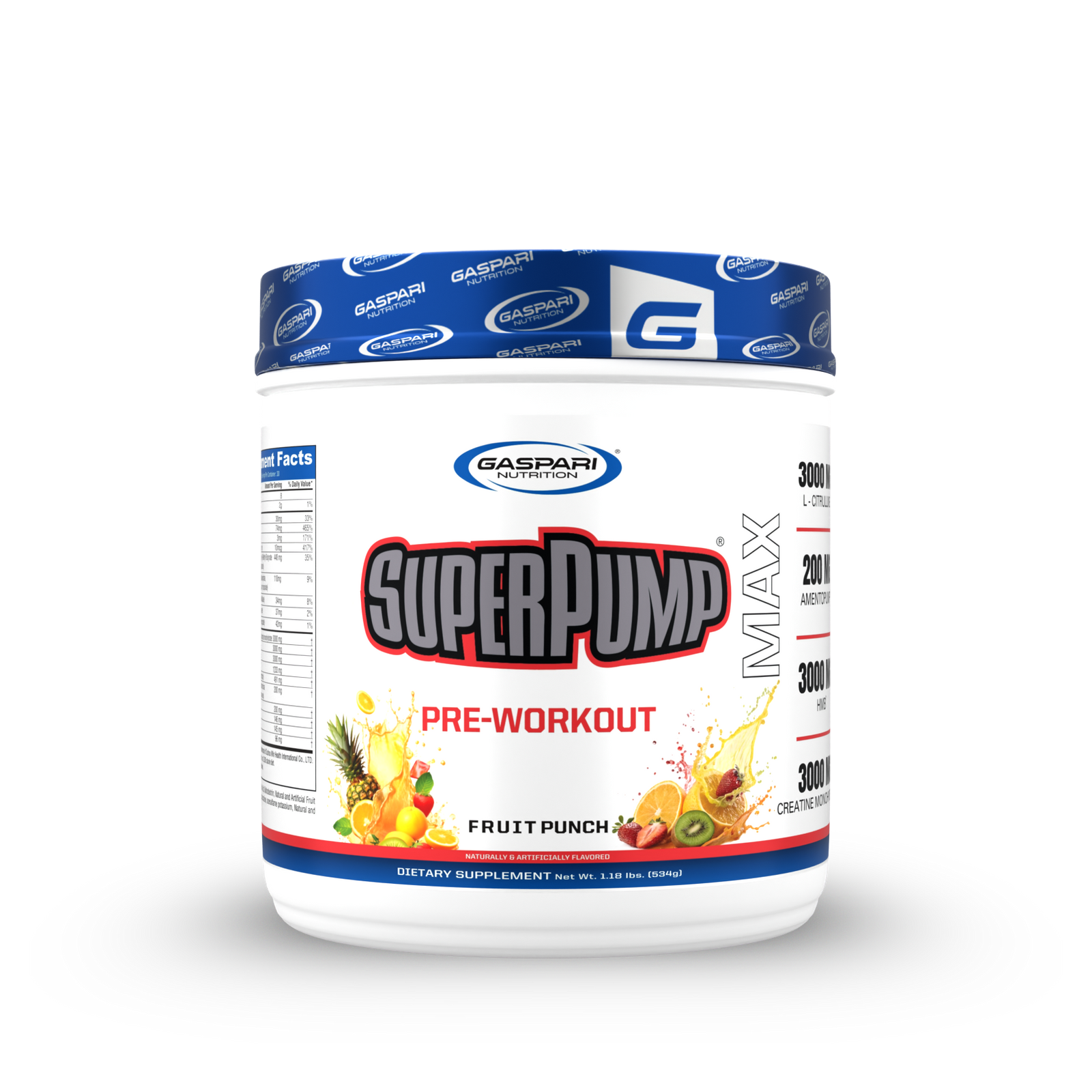 SuperPump Max New Formula transparent-label pre-workout – 3000mg creatine, 3000mg HMB, Blue Raspberry, 30 servings
