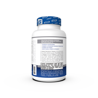 Gaspari Nutrition Tribulus supplement bottle featuring a blue and white design, labeled with '650mg at 90% Standardization' and 'Ultra High Potency Bulgarian Tribulus Extract'. The bottle contains 90 capsules and highlights dietary supplement information.