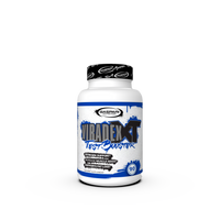 Viradex XT Test Booster bottle from Gaspari Nutrition. Front view showing the branding, key features like 'Estrogen Support' and 'Increase Muscle Mass'.