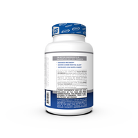 Container of Gaspari Nutrition ZM-COMPLEX dietary supplement for nighttime recovery support, featuring a blue and white design with details about Zinc Magnesium Complex and serving suggestions.
