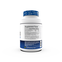 Container of Gaspari Nutrition ZM-COMPLEX dietary supplement for nighttime recovery support, featuring a blue and white design with details about Zinc Magnesium Complex and serving suggestions.