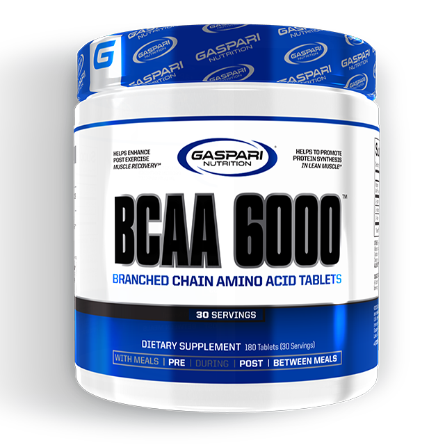 BCAA supplement 6000 chain amino acid tablets by Gaspari Nutrition for muscle recovery and endurance