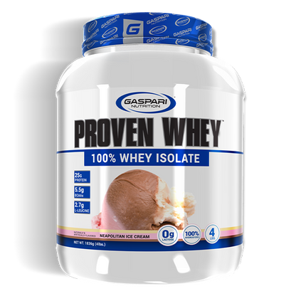 Proven Whey neapolitan ice cream whey protein isolate by Gaspari Nutrition