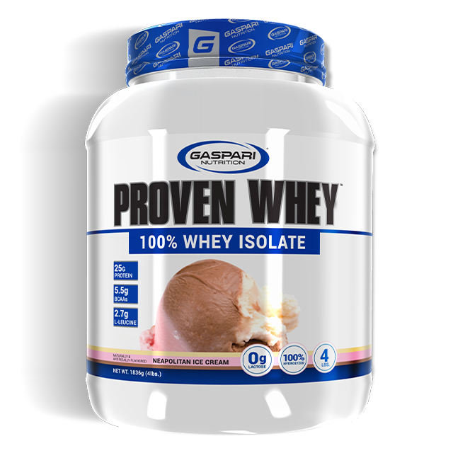 Proven Whey neapolitan ice cream whey protein isolate by Gaspari Nutrition