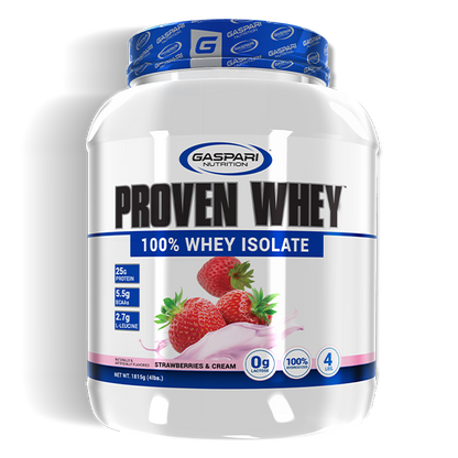 Proven Whey strawberries and cream whey protein isolate by Gaspari Nutrition