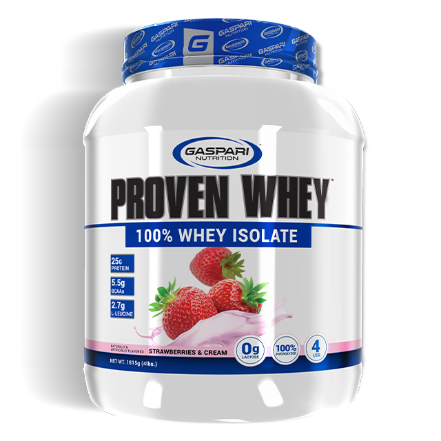 Proven Whey strawberries and cream whey protein isolate by Gaspari Nutrition